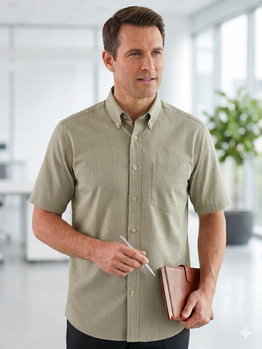 Jos. A. Bank XL Traveler's Collection Tan Check Size XL Shirt